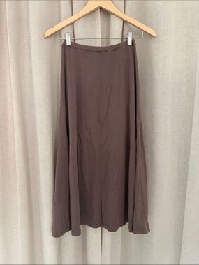 Peruvian Connection Women's A-Line Midi Skirt in Taupe Small